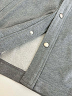 Gray Givenchy jacket laid flat with button placket and cuff details