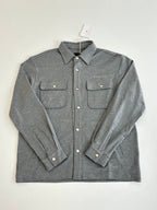 Gray Givenchy button-up jacket with flap chest pockets and snap buttons
