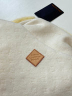 Louis Vuitton long jacket cream fleece with leather label patch