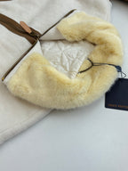 Louis Vuitton long jacket collar detail with light faux-fur lining and zipper