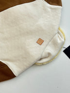 Louis Vuitton long jacket upper chest with cream fleece and small leather patch