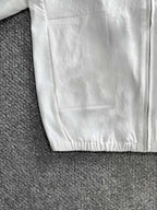 White jacket front panel with zipper and elastic hem