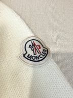 Moncler white knit sweater with embroidered Moncler logo patch