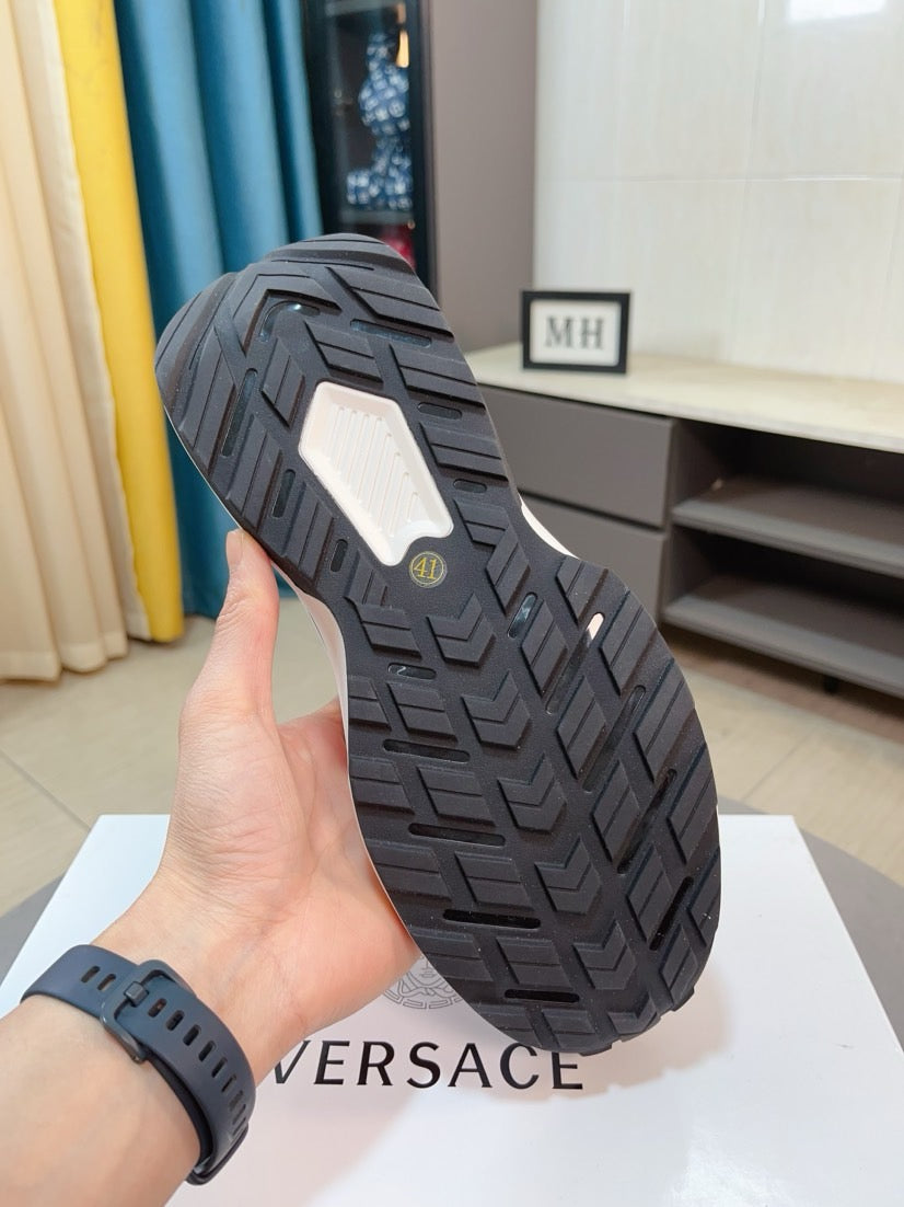 Versace sneaker outsole in dark rubber with geometric tread pattern