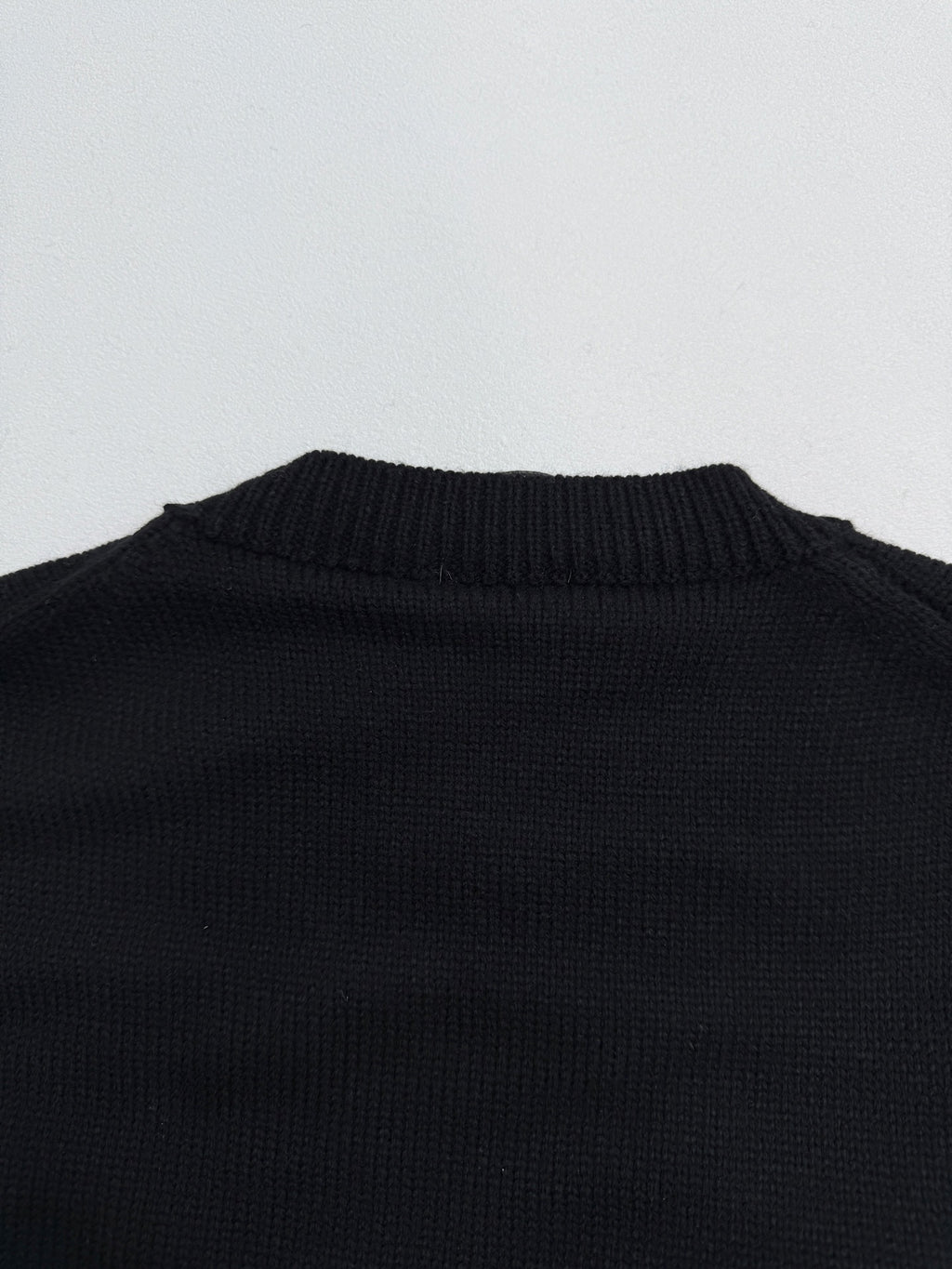 Dior black knit sweater collar with ribbed crew neck and seam detail
