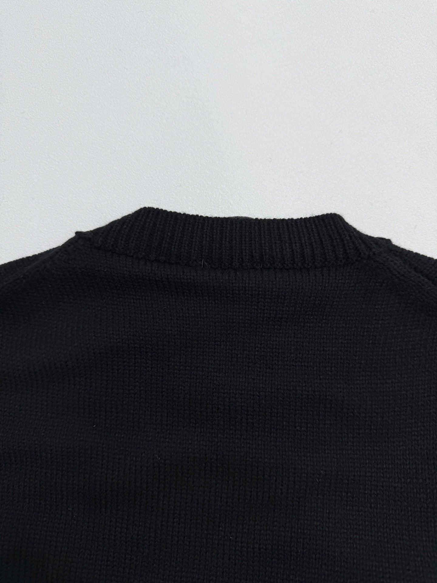 Dior black knit sweater collar with ribbed crew neck and seam detail