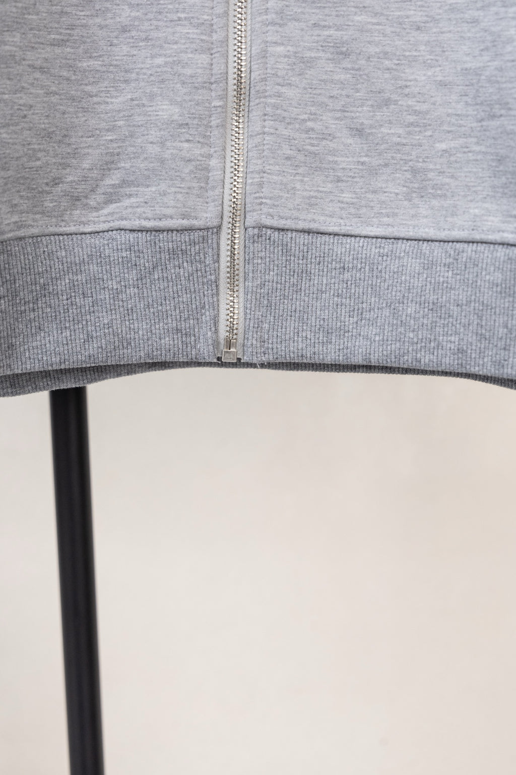 Heather gray zip-up hoodie front zipper