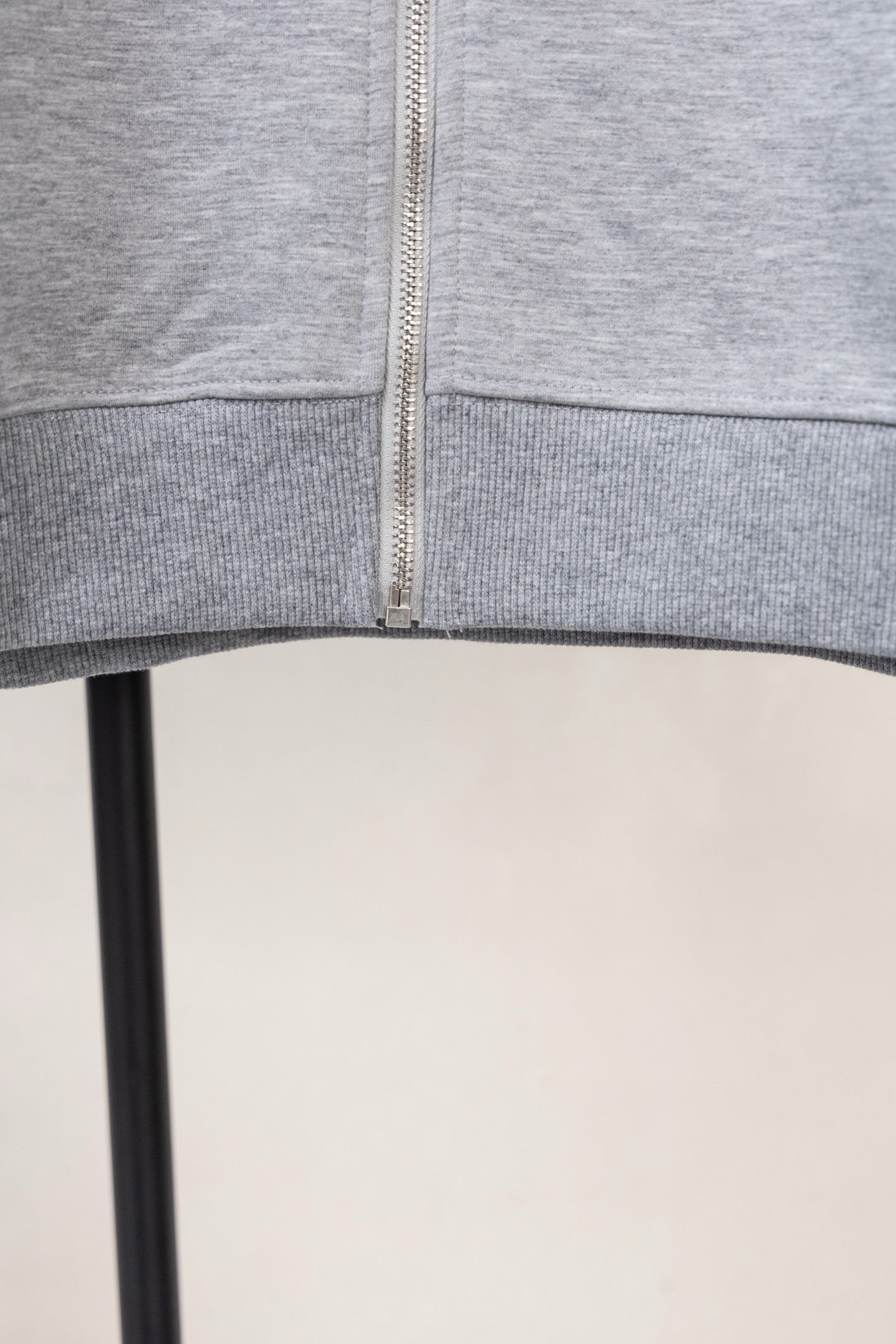 Heather gray zip-up hoodie front zipper
