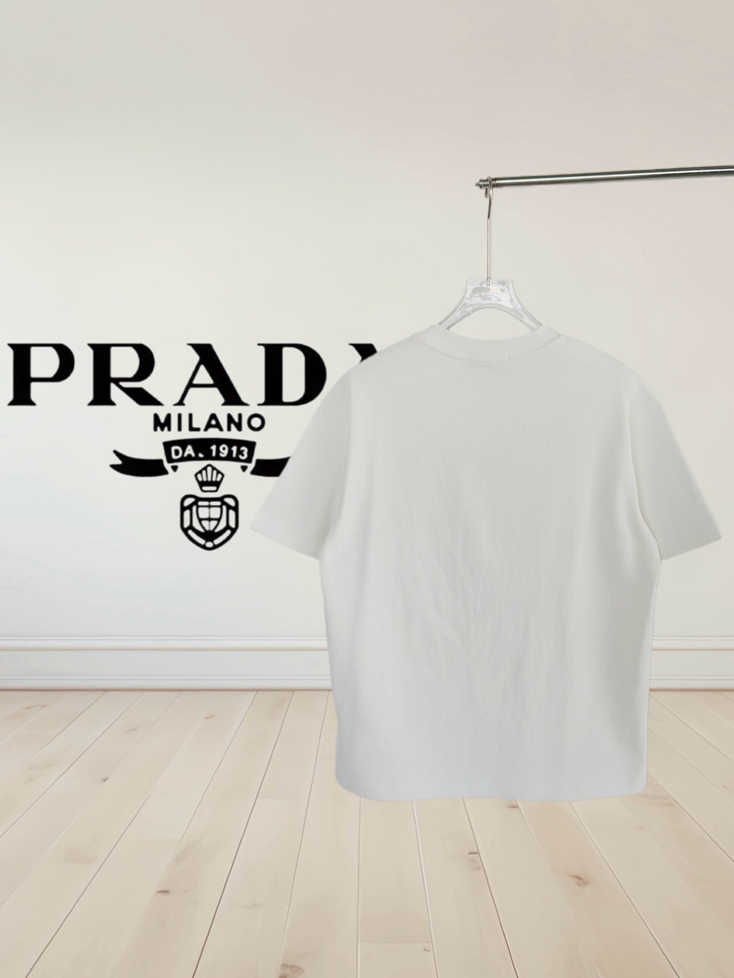 White short-sleeve T-shirt back view with simple crew neckline