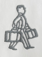 Embroidered gray figure holding a box on white Prada T-shirt