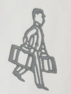 Embroidered gray figure holding a bag on white Prada T-shirt