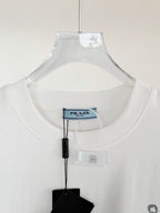 White Prada T-shirt neckline with brand tag and size label