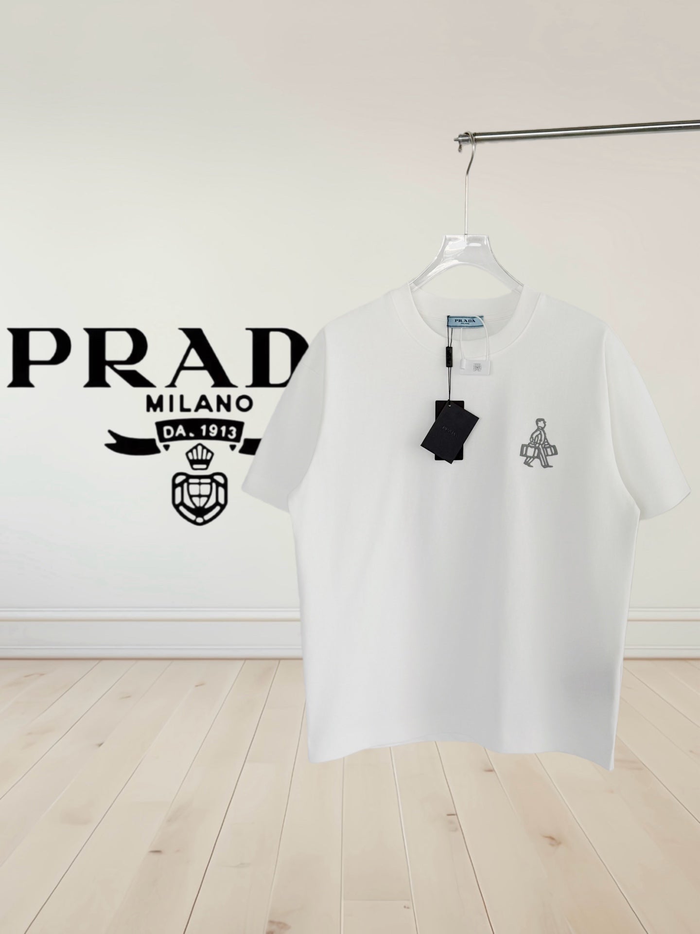 White Prada short-sleeve T-shirt with small front graphic