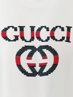 White T-shirt chest logo with stacked Gucci lettering