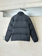 Dior long puffer jacket, dark navy, back view with quilted pattern and sleeves