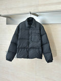 Dior long puffer jacket, dark navy, button front and stand collar