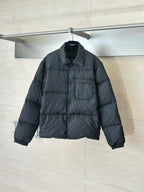 Dior long puffer jacket, dark navy, button front and stand collar