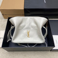 YSL bag in white quilted leather with gold YSL logo and light strap