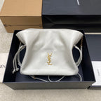 YSL bag in white quilted leather with gold YSL logo and light strap