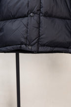 Moncler padded puffer jacket upper front with button placket and quilted panels