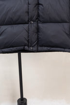 Moncler padded puffer jacket, dark with button front and stitched panels