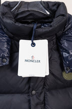 Moncler hooded puffer jacket interior label and drawstring
