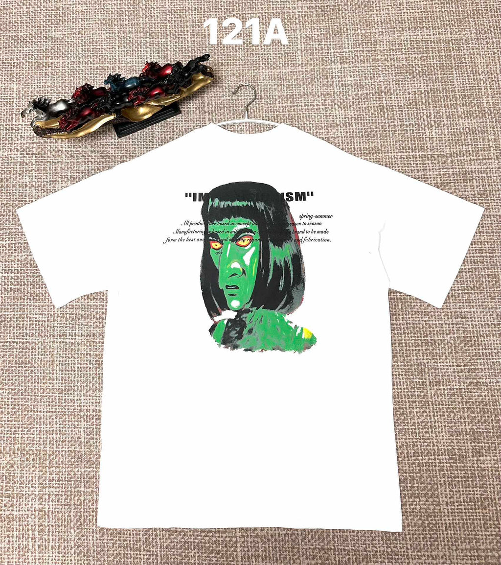 Off White graphic T-shirt, white with green face portrait front print