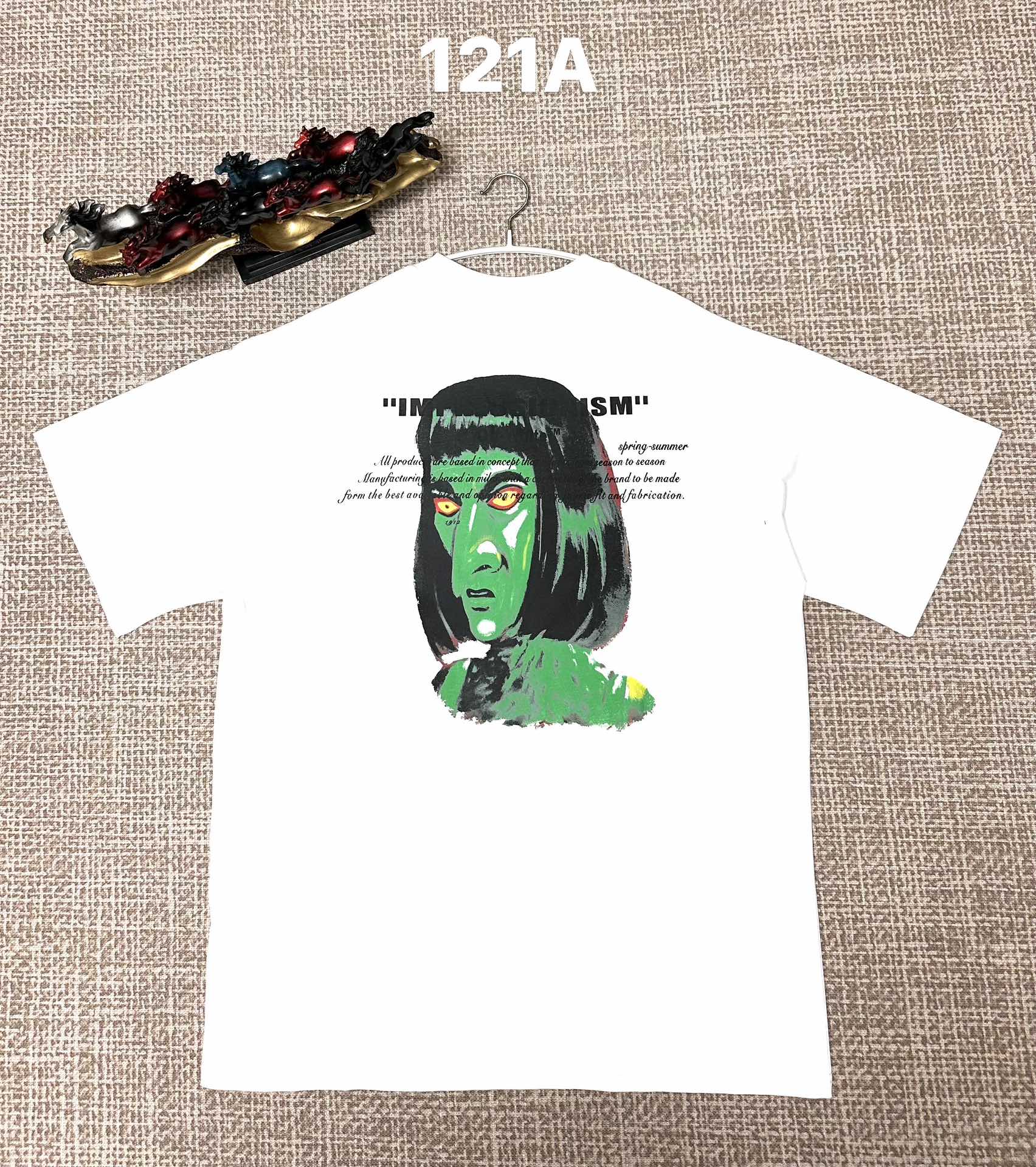 Off White graphic T-shirt, white with green face portrait front print