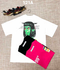 Off White graphic T-shirt, white with green face and '99' lettering