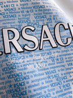 Versace white sweatshirt with oversized blue RSACE letters