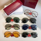 Assorted Gucci round sunglasses with green, blue, orange, and black lenses.