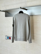 Stone Island knit sweater, light gray, crew neck, ribbed cuffs and hem