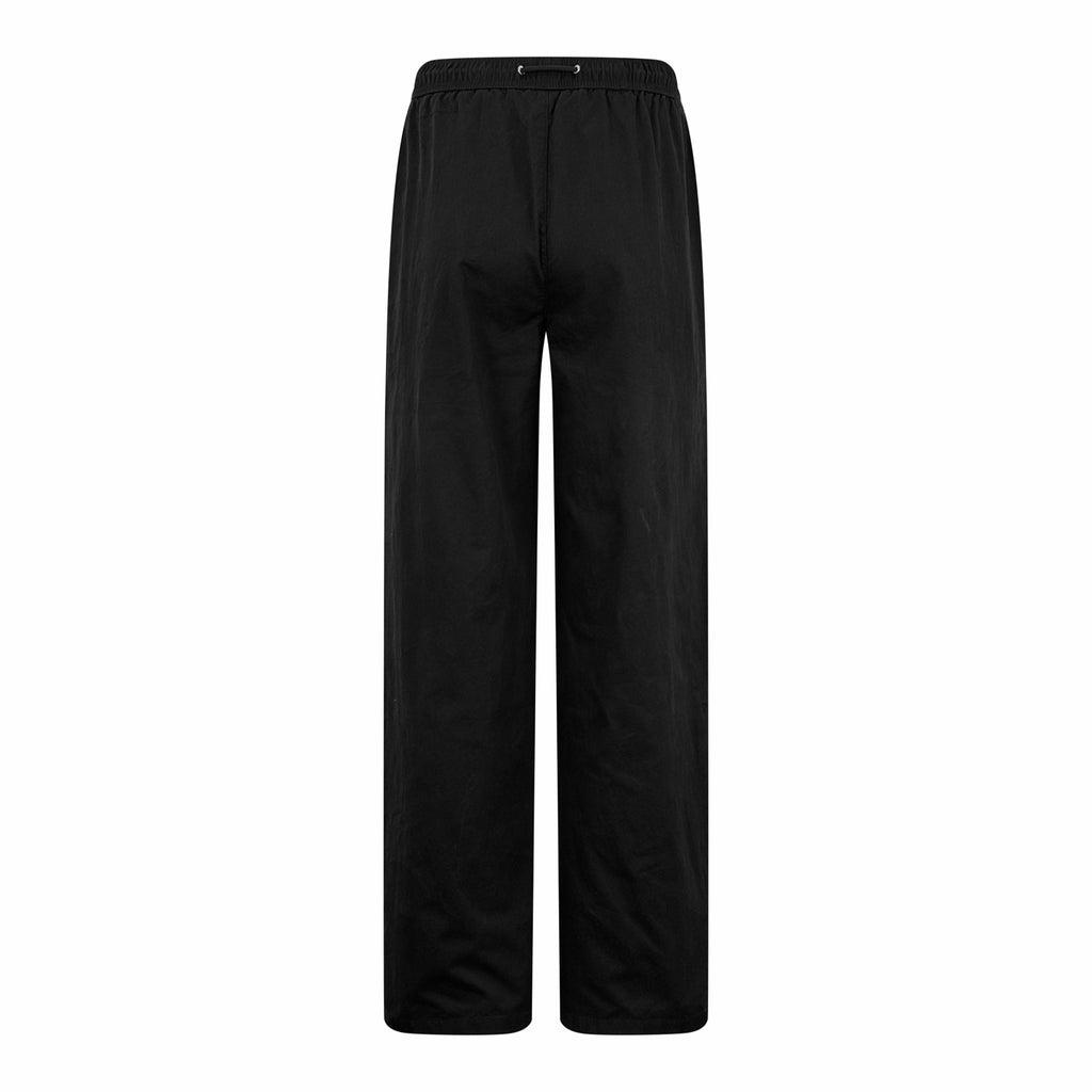 Black Dior pants with elastic waistband and relaxed wide-leg fit