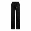 Black Dior pants with elastic waistband and wide straight legs
