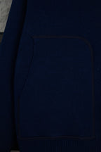 Navy Dior zip-up hoodie front pocket panel with contrast stitching