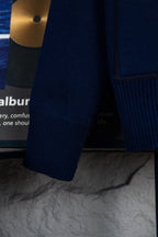 Navy Dior hoodie sleeve cuff with ribbed knit trim