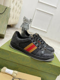 Gucci unisex low-top sneakers, dark gray with multicolor stripe and black laces