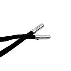 Dior-branded metal aglets on black drawstring cords