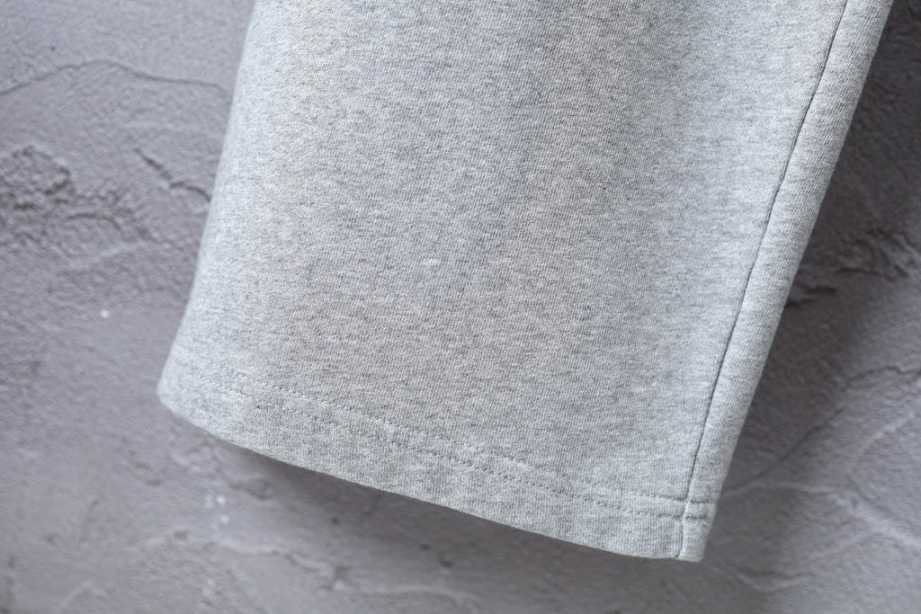 Light gray heather pants with wide straight leg hem