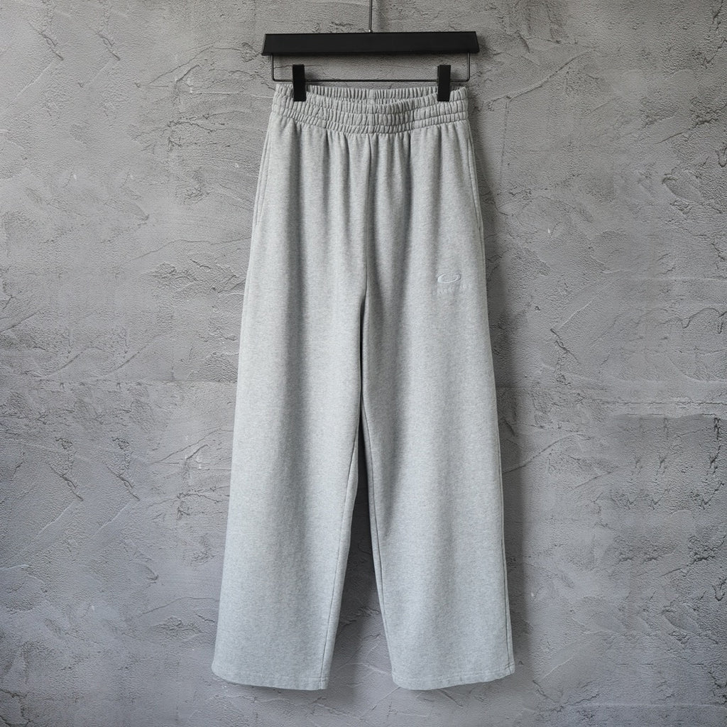 Balenciaga pants with elastic waistband and wide leg in light gray