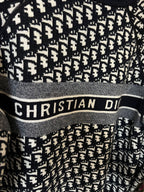 Long-sleeve knit sweater front, white logo knit with CHRISTIAN DIOR stripe