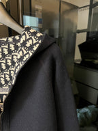 Dior long hoodie shoulder and hood in black-and-white logo jacquard fabric