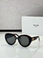 Celine oversized round sunglasses with dark lenses and tortoiseshell accents