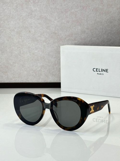 Celine oversized round sunglasses with dark lenses and tortoiseshell accents