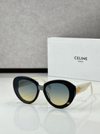 Celine round sunglasses with gradient green lenses and black frame