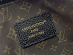 Louis Vuitton made in Italy logo patch on black leather