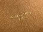 Louis Vuitton embossed leather panel with “LOUIS VUITTON PARIS” lettering.