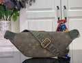 Louis Vuitton monogram belt bag in dark olive with green leather side tabs and gold buckle
