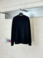 Black Versace crewneck sweater back view on hanger