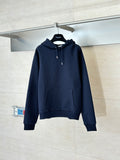 Dior navy pullover hoodie, drawstring hood, front kangaroo pocket